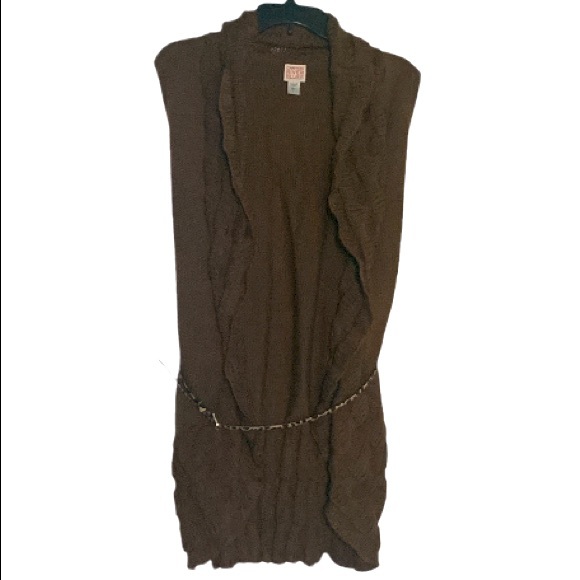 Canyon River Blues brown knit sleeveless shrug - Picture 1 of 5